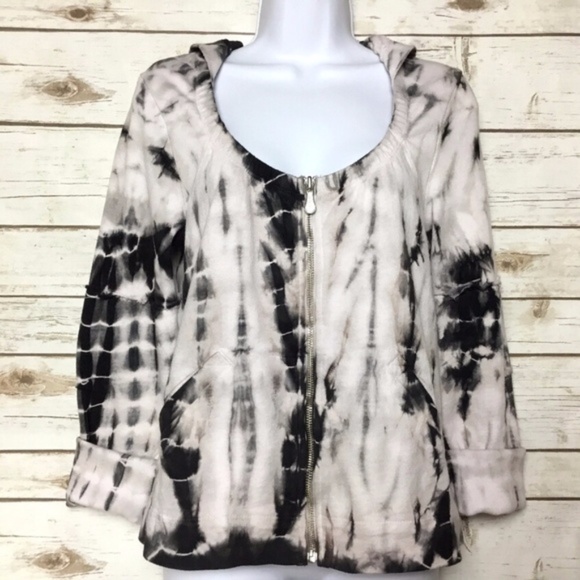 Tie Dye Zip Up Jacket Top with Hood HOODIE by XCVI - Picture 3 of 8